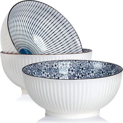 QINLANG 60 oz Large Soup Bowl, Pho Bowls, Japanese Ramen Bowls Set of 3 by QINLANG