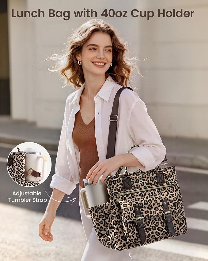 LOVEVOOK Cheetah Print Lunch Bag Women, Insulated Lunch Tote Bag - Image 2