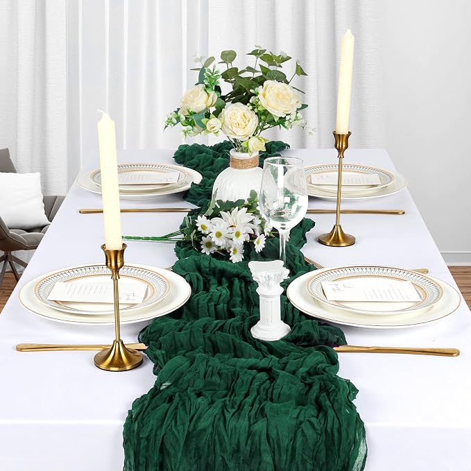 10 Pack 17 x 108 Inch Emerald Green Table Runner Cheesecloth | Gauze Cheese - Image 3