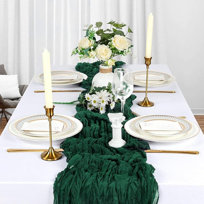 10 Pack 17 x 108 Inch Emerald Green Table Runner Cheesecloth | Gauze Cheese - Image 3