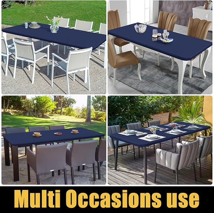 Smiry Rectangle Picnic Table Cloth, Waterproof Elastic Fitted Tablecloths for 5 Foot Tables, Washable Polyester Table Cover for Camping, Indoor and Outdoor (Navy, 36"x60")