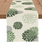 Sage Green Grey Table Runner Dahlia Pinnata Flower Beige Table Runners Modern by WHOMEAF