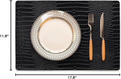 Set of 6 Faux Leather Placemats, PU Table Mats, Waterproof, Stain Resistant, Heat Resistant, Easy to Clean for Kitchen Dining Table,Conference Table