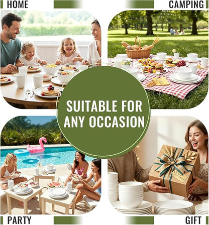 40 PCS Wheat Straw Dinnerware Sets, Service - Image 8