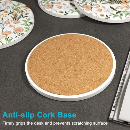 Coasters for Drinks, Kitchen Home Decor Housewarming Gift, Round 4 in - Image 4