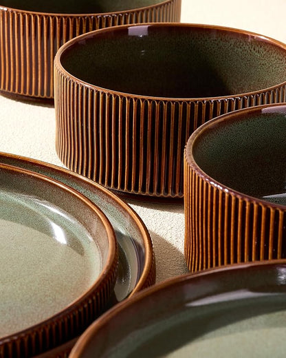 Stoneware Dinnerware Sets, Reactive Glaze Dishes Set - Image 4
