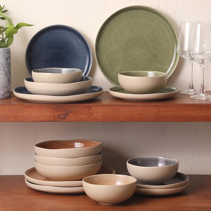 Gibson Elite Manila Bay 16-Piece Stoneware Dinnerware Set, Service - Image 2