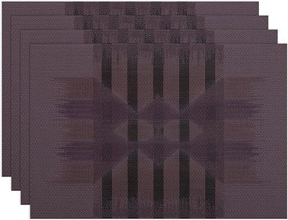 Winknowl Placemats Set of 4, Heat Resistant Stain Resistant Woven Vinyl Insulation Place mats, Durable Washable Elegant Table Mats for Kitchen Dining Table Decor (Geometric Purple)