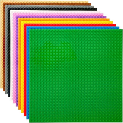 Strictly Briks Stackable Baseplates - 12 Pack 10"x10", 32x32 Studs, Compatible with Lego for Building City Scenes, Foundation, Displays Bricks on Play Table, Kids Easter Gift, Classic