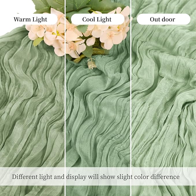6 Pack Sage Green Cheesecloth Table Runner, 17 x 108 Inch, Gauze Cheese Cloth - Image 6