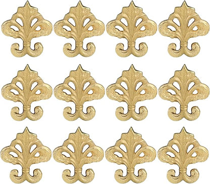Premium Metal Napkin Rings Set of 12 - Fleur-de-Lis Napkin Holders for Dining Table, Weddings, and Special Events - Elegant Table Décor for Home & Restaurants (Gold) - CLEENTABLE