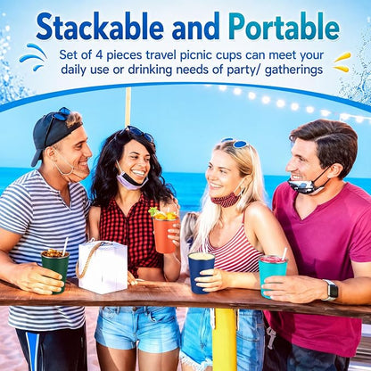 Mimorou 4 Pack 16 oz Stainless Steel Pint Cups Metal Cups Unbreakable Drinking - Image 6