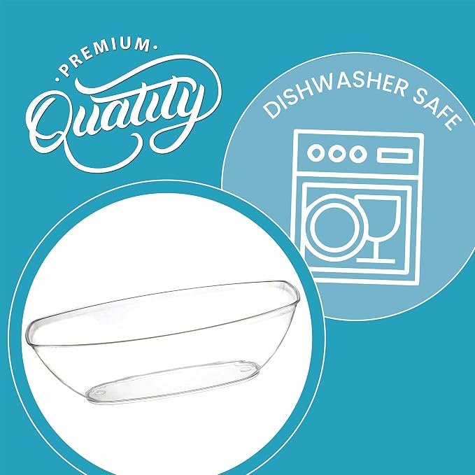 Clear Disposable Oval Serving Bowls, Party Snack Salad Bowl 4 Pack - Image 6
