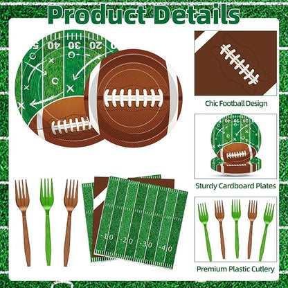 100 Pcs Football Party Supplies Set, Serves 25 – Disposable Football and Field - Image 3