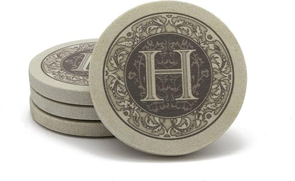 Thirstystone Monogram Round Sandstone Coaster4 Pack | 4" Diameter, Manufactured - Image 4