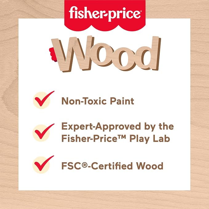 Fisher-Price Wood Pretend Play Toy Tea Set, 12-Piece Wooden Playset - Image 3