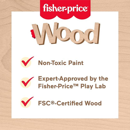 Fisher-Price Wood Pretend Play Toy Tea Set, 12-Piece Wooden Playset - Image 3
