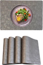 Set of 4 Faux Leather Placemats, Dual‑Sided Non‑Slip Vinyl Placemats, Washable Table Mats, Wipeable Metallic Dining Mats for Kitchen and Dining