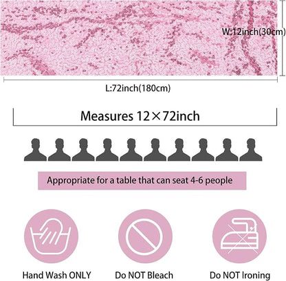 12 Packs 12 X 72 Inch Pink Sequin Table Runner Glitter Dining Table Runner - Image 3