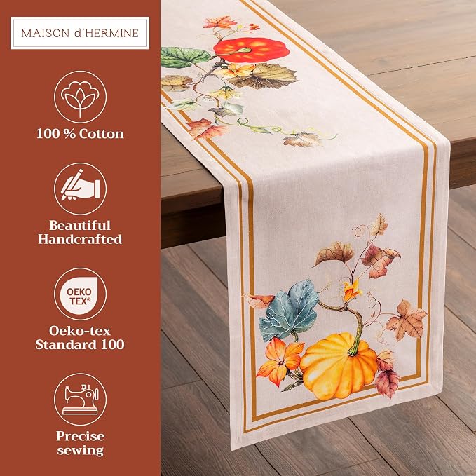 Maison d' Hermine Table Runner 100% Cotton 14.50" x 72" | Table Runners 72 - Image 2