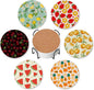 Summer Fruits Set of 6 Coasters for Drinks Absorbing Round Ceramic Stone Coaster with Cork Base,Tabletop Protection Mat for Mugs and Cups,Office,Kitchen