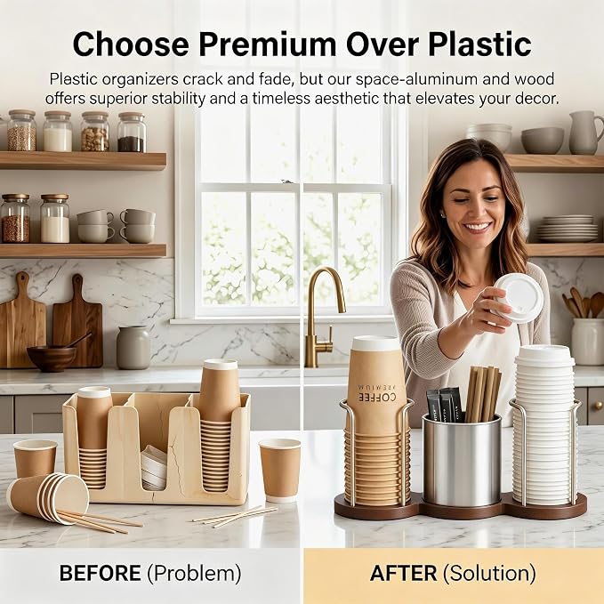 GOYLSER Coffee Cup Holder with Straw & Stirrer Storage Caddy - Image 4