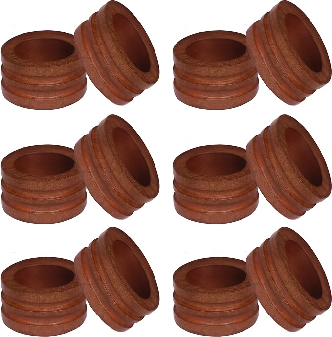 COTTON CRAFT Solid Wood Fluted Ribbed Napkin Rings by COTTONCRAFT