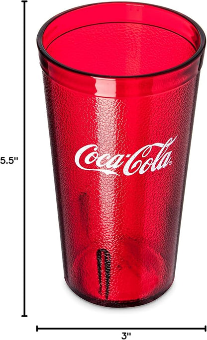 Coca Cola Logo Ruby Red Plastic Tumblers Set of 4-16oz - Image 2