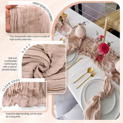 30 Pack Cheesecloth Table Runner 10FT Dusty Pink Table Runner Boho Gauze Cheese - Image 3