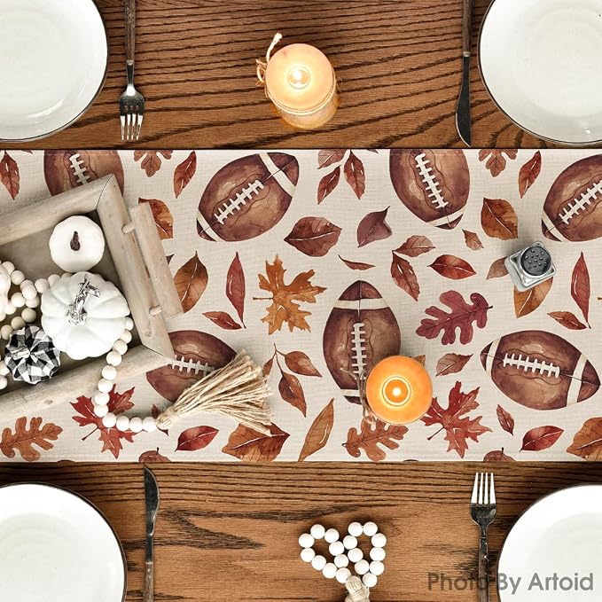 Artoid Mode 210 GSM Fall Table Runner 13x48 Inch Home Party Decor | Rugby Maple - Image 3