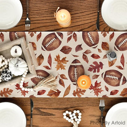 Artoid Mode 210 GSM Fall Table Runner 13x48 Inch Home Party Decor | Rugby Maple - Image 3