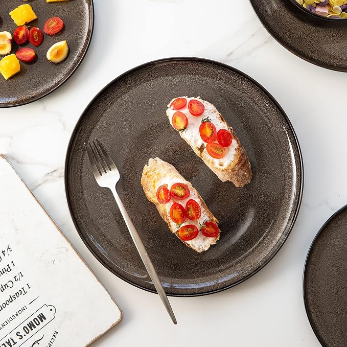 LERATIO Ceramic Plate Set of 6, 8.5 Inch Reactive Glaze Salad Plates | Modern - Image 3