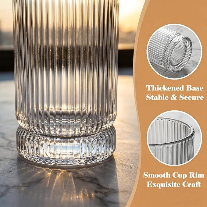 15oz Iced Coffee Cups, Thicken Glass Cups, Glassware Set - Image 4