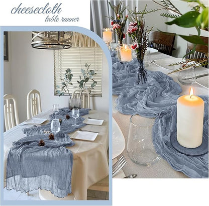 6 Pack Dusty Blue Cheesecloth Table Runner 20 x 120 Inch Gauze Table Runner - Image 4