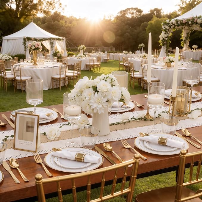 350Piece Gold Dinnerware Set for 50 Guests - Image 4