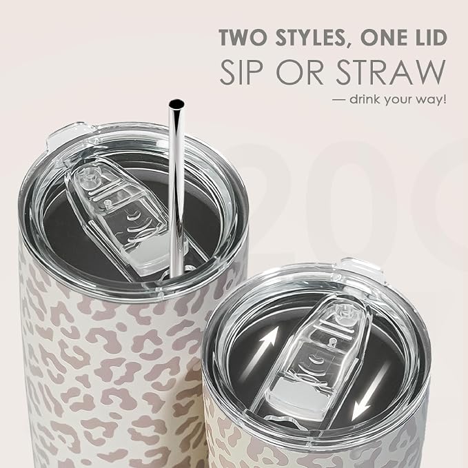 SANDJEST Leopard Print Tumbler 20oz Stainless Steel Insulated, Bow Gifts - Image 5
