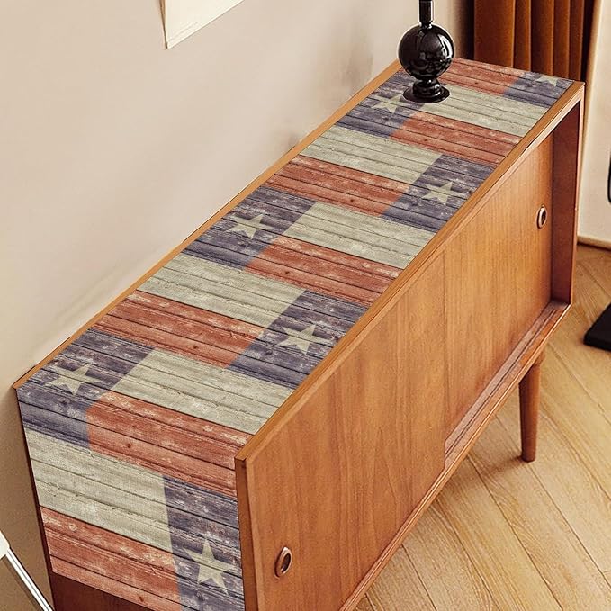 Texas Flag Table Runner, Rustic Western Texas Star State Flag Barn Cowboy - Image 2