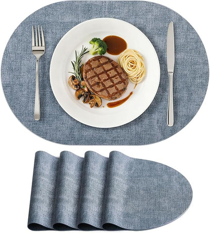 Placemats Set of 4, 11.8 x 17 Inch, Waterproof Wipeable Reversible PU Placemat by homing