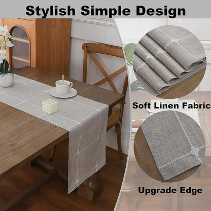 Gernaice Boho Table Runner, Modern plaidCotton Linen Farmhouse Table Runners - Image 3