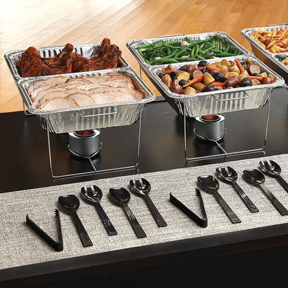 Party Essentials Plastic Party Buffet Serving Utensils Kit, Spoons/Forks/Tongs - Image 3