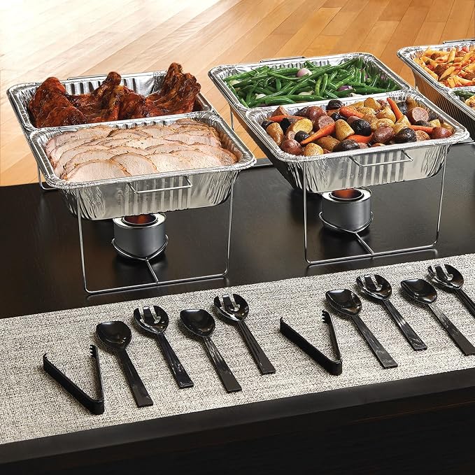 Party Essentials Plastic Party Buffet Serving Utensils Kit, Spoons/Forks/Tongs - Image 4