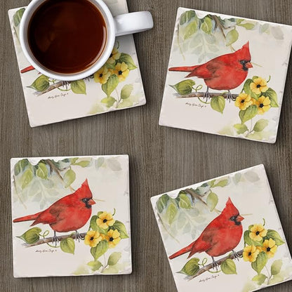 Thirstystone Cardinal Birdsong 4 Pack Tumbled Tile Stone Coasters | 4" Square - Image 4