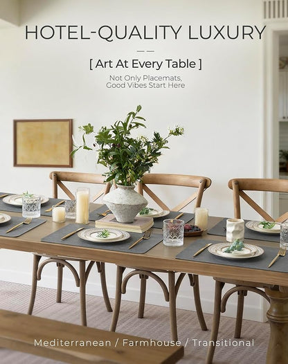 Leetaltree Reversible Faux Leather Placemats and Coasters Set of 16, 12x17 Inch - Image 2