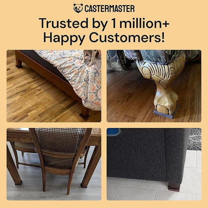 CasterMaster Non-Slip Rubber Furniture Pads - 3 in x 3 in Set of 4 Brown - Floor Protectors for Hardwood Floors & Chairs - Grippers & Rubber Feet for Furniture