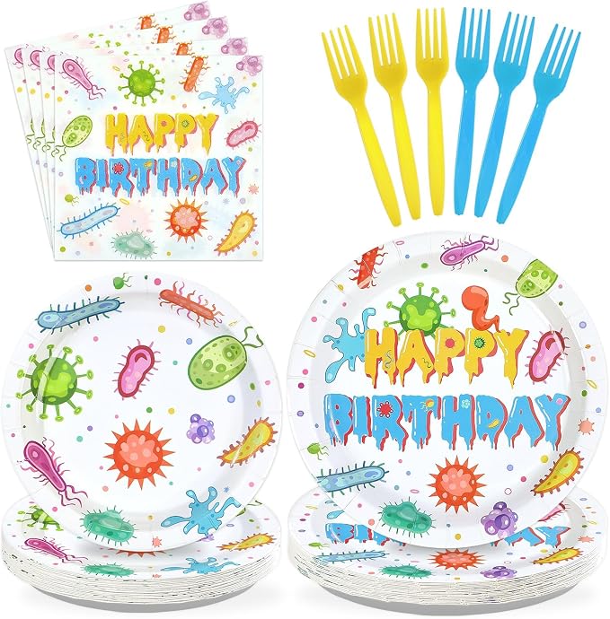 96 Pcs Virus Theme Birthday Party Decorations, Serves 24 | Colorful Cells by Greencian