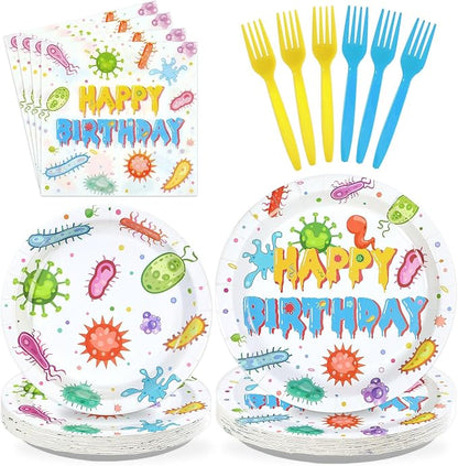 96 Pcs Virus Theme Birthday Party Decorations, Serves 24 | Colorful Cells by Greencian