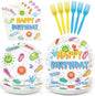 96 Pcs Virus Theme Birthday Party Decorations, Serves 24 | Colorful Cells by Greencian