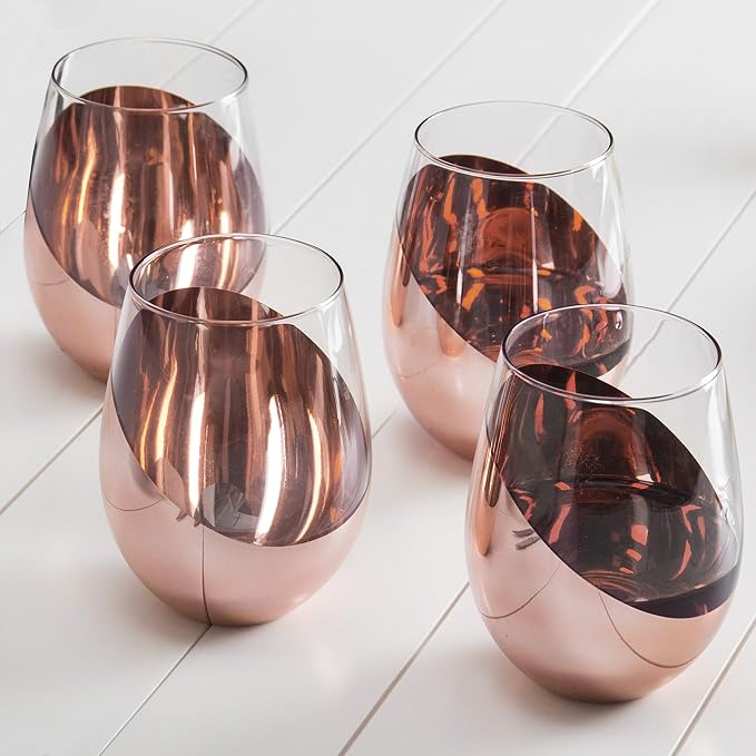 MyGift Stemless Wine Glasses Set of 4 - Image 3