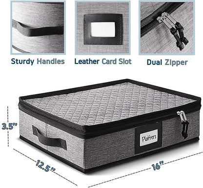 Platter Storage Case – Fine China Storage Containers Hard Shell, Quilted and - Image 3
