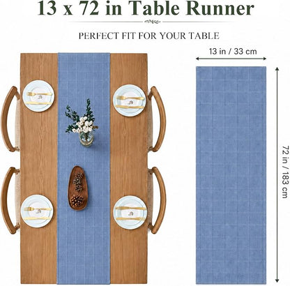 Plaid Table Runner, Woven Grid Pattern, Linen Texture Elegant Dining Table Decor - Image 4